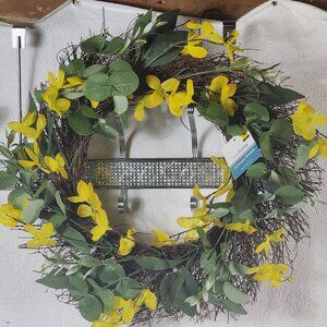 Hudson Farmhouse Yellow Wild Flowers on an Indoor Only 15" Greenery Wreath